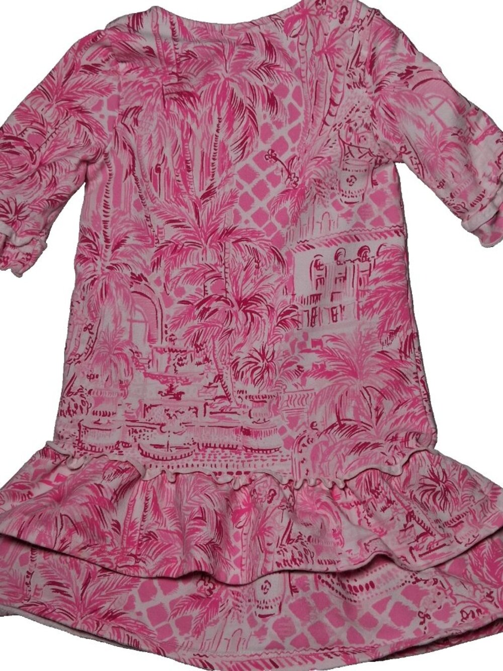 Lilly Pulitzer Kailyn Dress Girls Medium 6-7 Pink Blossom Palm Beach Paradise - Picture 2 of 12